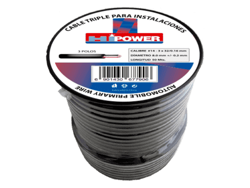 CABLE ELECTRICO 3Cx14AWG 32/0.16 NEGRO / ROJO / BLANCO - RECUBRIMIENTO DE GOMA