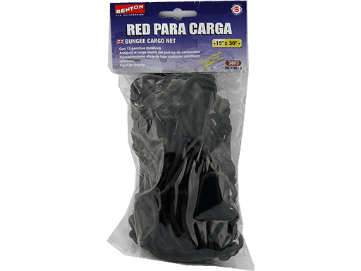 RED ELASTICA PARA ASEGURAR CARGA CON GANCHOS DE ACERO RECUBIERTOS EN PLASTICOS - 15´´ x 30´´