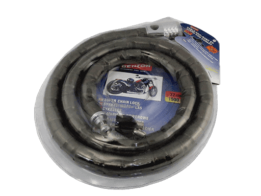 CADENA DE ACERO ANTIRROBO RECUBIERTA EN PLASTICO CON LLAVE - 30 mm x 1,5 MTS