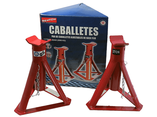 PAR DE CABALLETES DE BASE FIJA DE 2 TONELADAS, ALTURA AJUSTABLE 265 - 355mm, APROBACION TÜV/GS